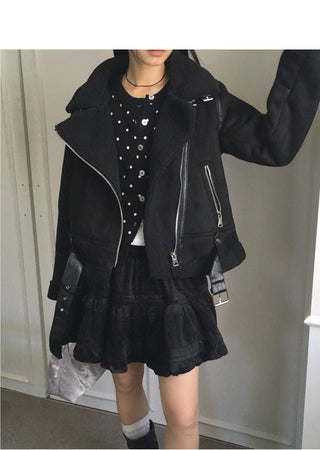 Shaunti Overfit Belt Wool Suede Shearling