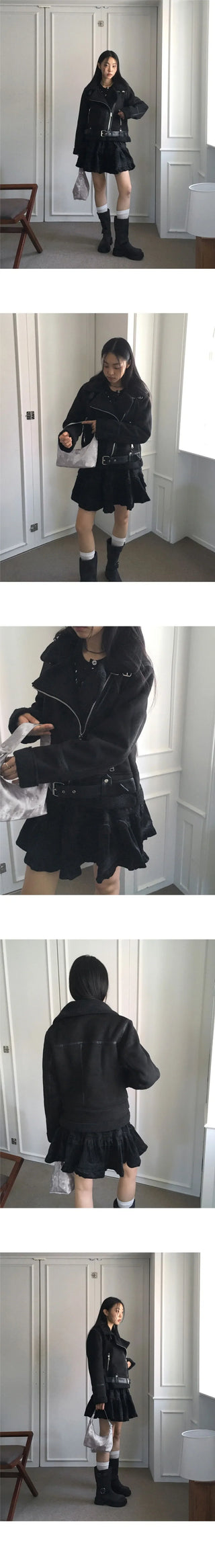 Shaunti Overfit Belt Wool Suede Shearling