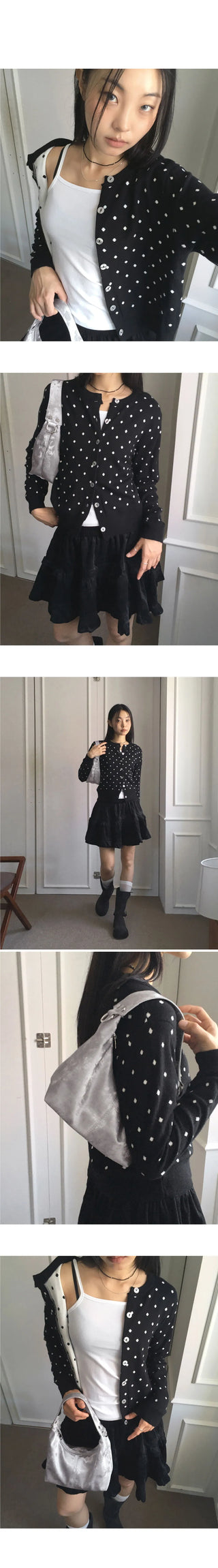 Hepo Dot Round Knitwear Cardigan