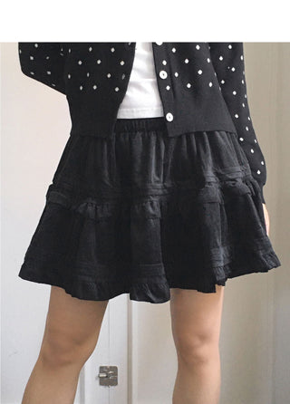 Heech Suede Golden Frill Cancan Mini Skirt