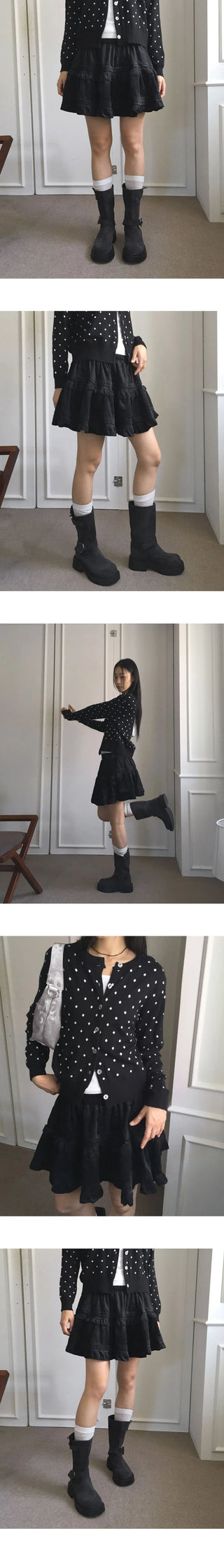 Heech Suede Golden Frill Cancan Mini Skirt