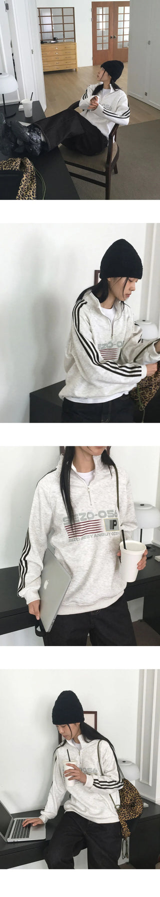 Tivan Y2K Track Overfit Half Zip Up Sweatshirt