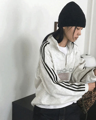 Tivan Y2K Track Overfit Half Zip Up Sweatshirt