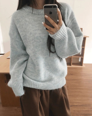 Como Wool Bocashi Pastel Thick Loose Loose-fit Round Knitwear