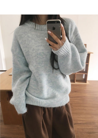 Como Wool Bocashi Pastel Thick Loose Loose-fit Round Knitwear