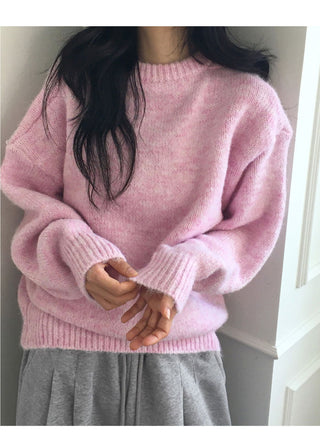 Como Wool Bocashi Pastel Thick Loose Loose-fit Round Knitwear