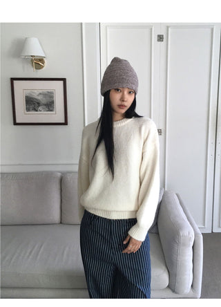 Como Wool Bocashi Pastel Thick Loose Loose-fit Round Knitwear