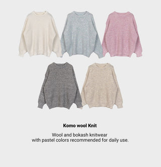 Como Wool Bocashi Pastel Thick Loose Loose-fit Round Knitwear