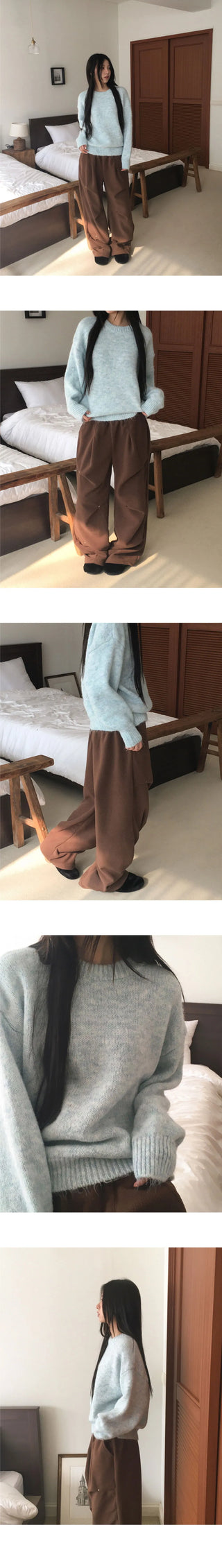 Como Wool Bocashi Pastel Thick Loose Loose-fit Round Knitwear