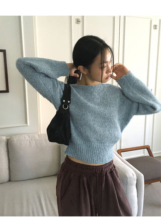 Meld Cozy Lip Neck Off Shoulder Long Sleeve Knitwear