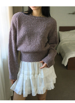 Meld Cozy Lip Neck Off Shoulder Long Sleeve Knitwear