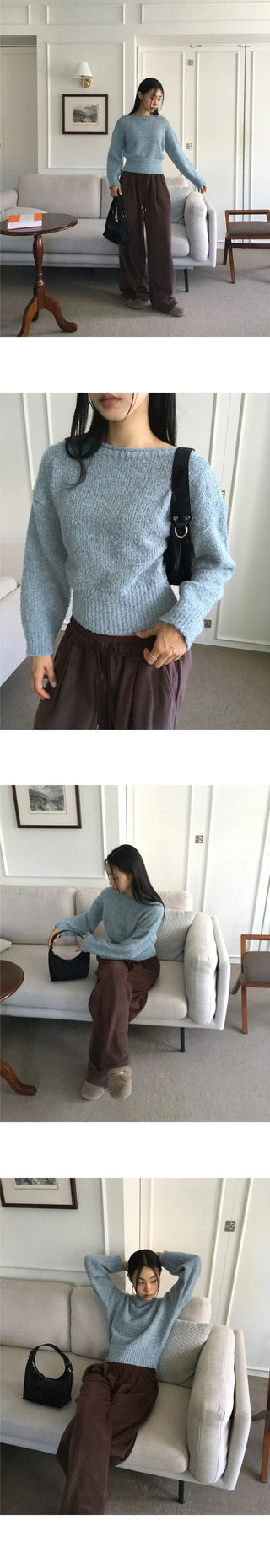 Meld Cozy Lip Neck Off Shoulder Long Sleeve Knitwear