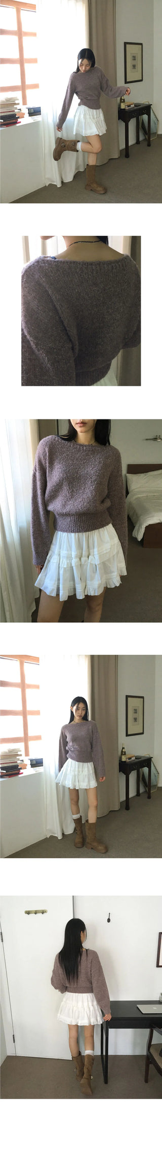 Meld Cozy Lip Neck Off Shoulder Long Sleeve Knitwear
