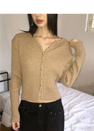 Verve Yerifit Ribbed V-Neck Knitwear Cardigan
