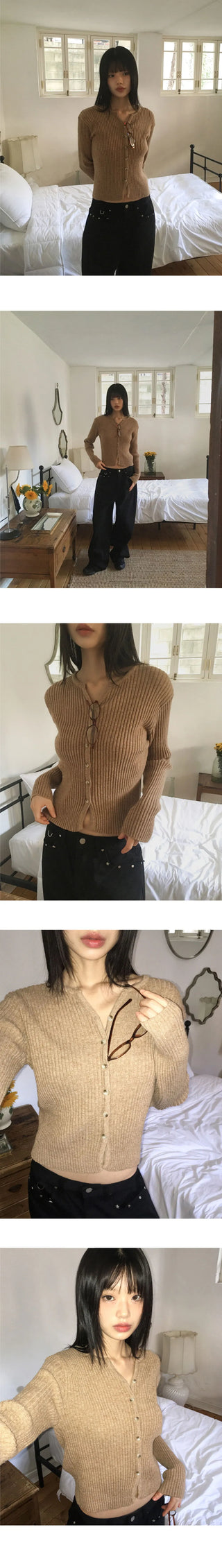 Verve Yerifit Ribbed V-Neck Knitwear Cardigan
