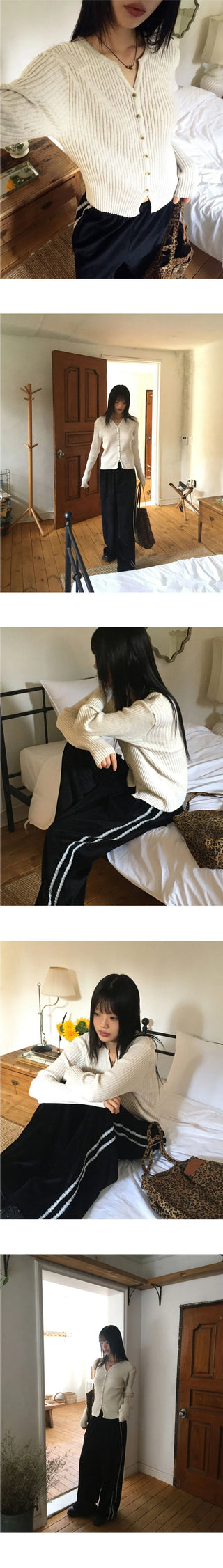 Verve Yerifit Ribbed V-Neck Knitwear Cardigan