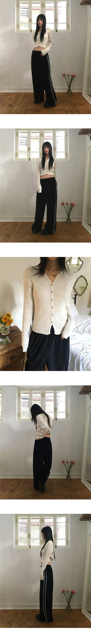Verve Yerifit Ribbed V-Neck Knitwear Cardigan