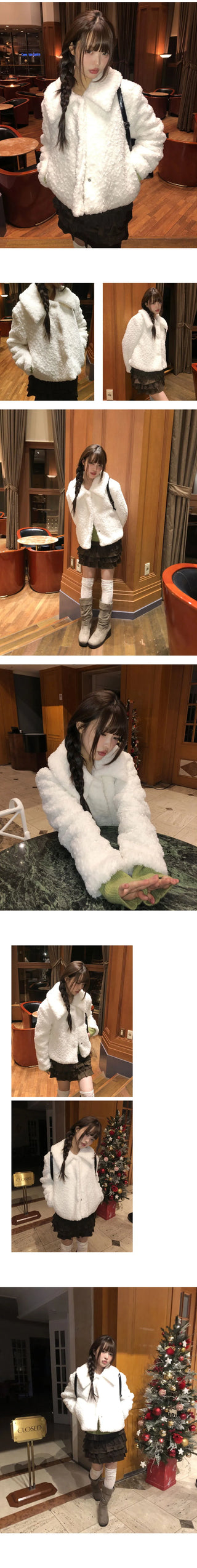 Neyoo Kara Wool Poggle Quilted Fur Half Jacket