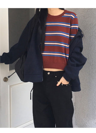 Lycan Stripe Wool Round Knitwear