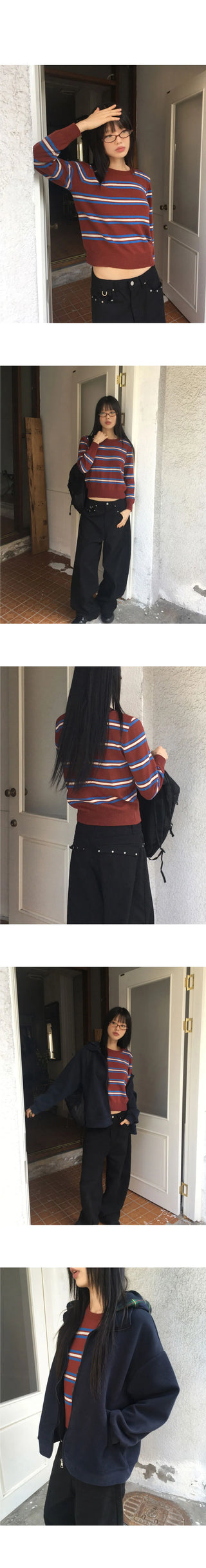 Lycan Stripe Wool Round Knitwear