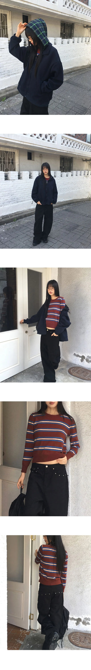 Lycan Stripe Wool Round Knitwear