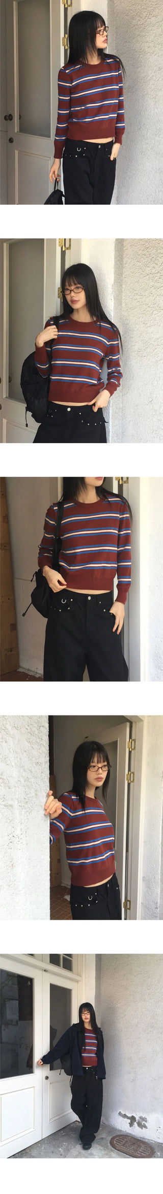 Lycan Stripe Wool Round Knitwear