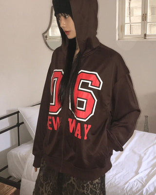 Unon 06 Lettering Overfit Hoodie Zip-up