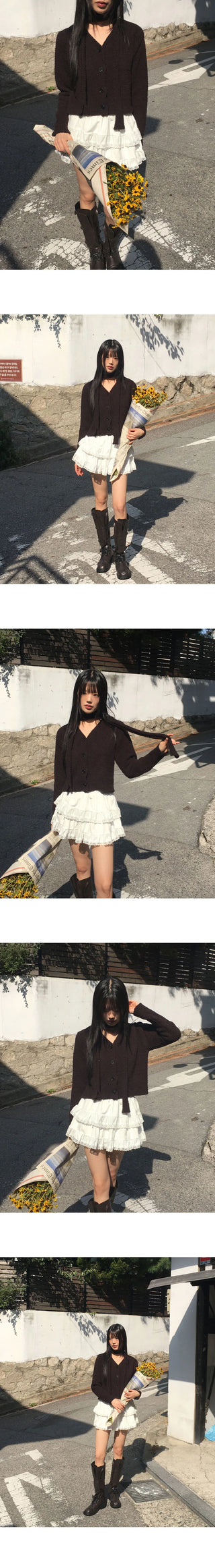 Torin Mongle V-Neck Muffler Fur Cardigan Set