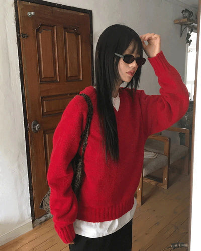 Kinshu Cozy A-Line V-Neck Knitwear