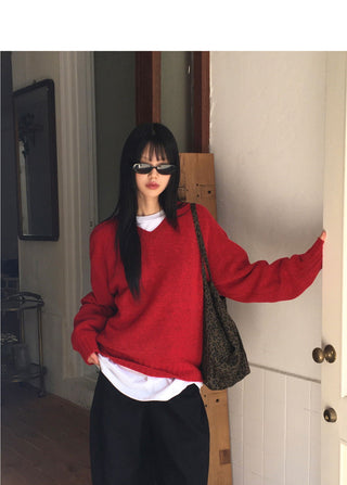Kinshu Cozy A-Line V-Neck Knitwear