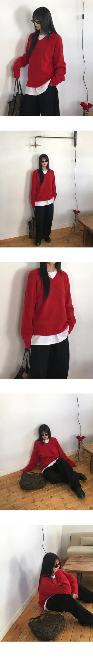Kinshu Cozy A-Line V-Neck Knitwear