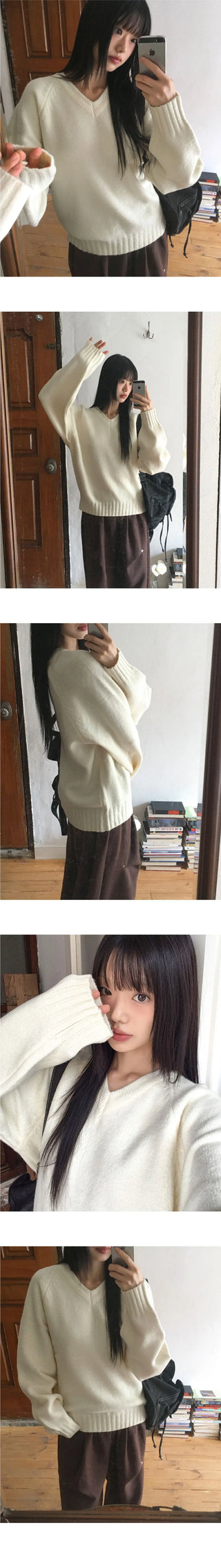 Kinshu Cozy A-Line V-Neck Knitwear