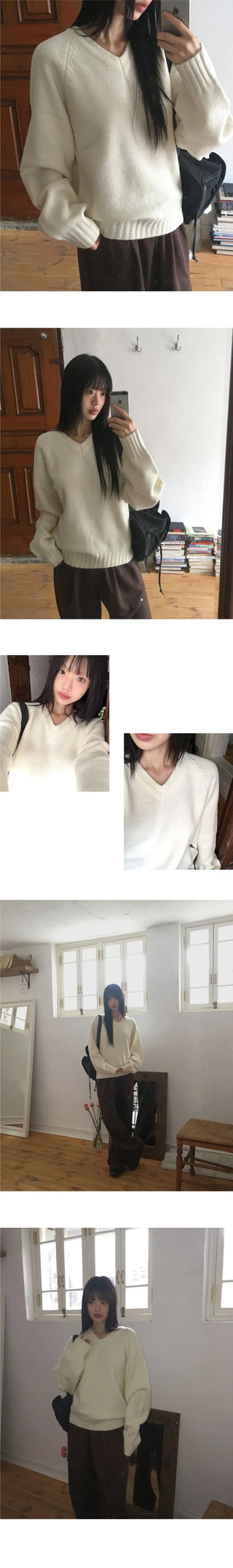 Kinshu Cozy A-Line V-Neck Knitwear