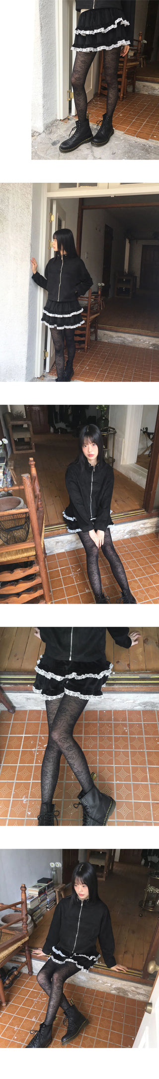 Nuen Suede Split String Zip Up Jacket
