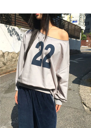 Tutuoz One Off Shoulder Y2K Sweatshirt