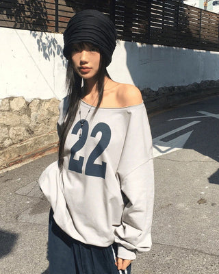 Tutuoz One Off Shoulder Y2K Sweatshirt