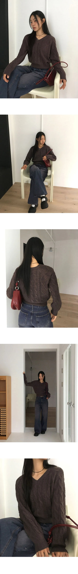 Louvert Twisted Fisher V-Neck Knitwear