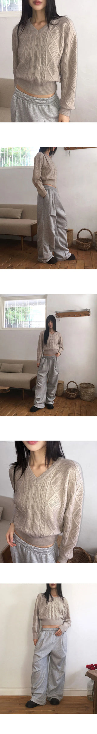 Louvert Twisted Fisher V-Neck Knitwear