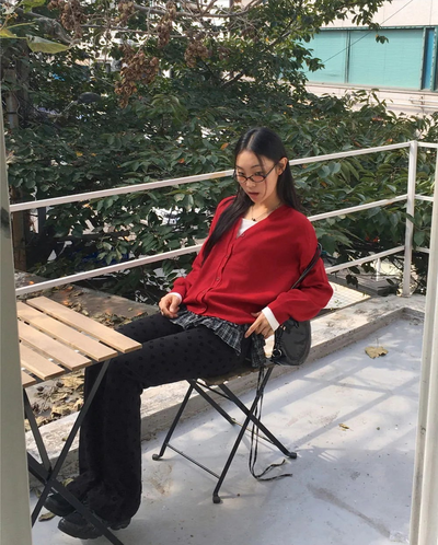 Coro Velvet Flower Floral Layered Flared Knitwear Pants
