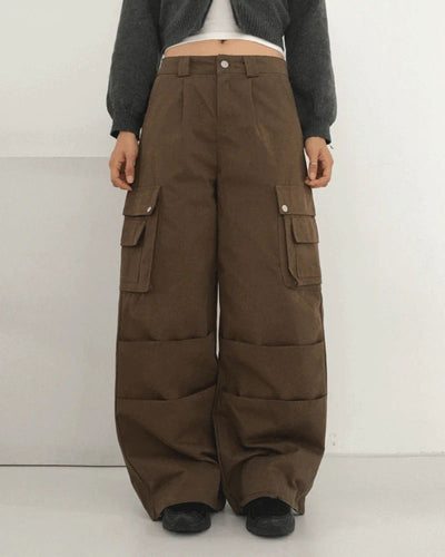 ZON PINTUCK WIDE CARGO TWO WAY COTTON PANTS