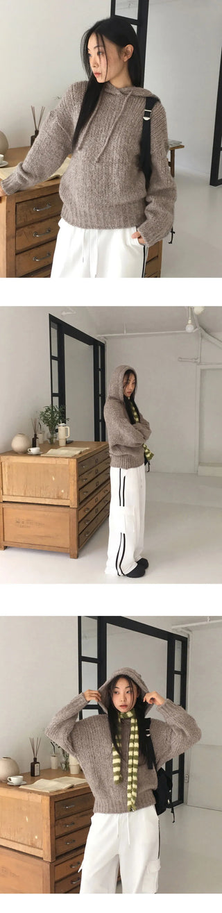 Sobel Cozy Alpaca Loose-fit Hooded Knitwear