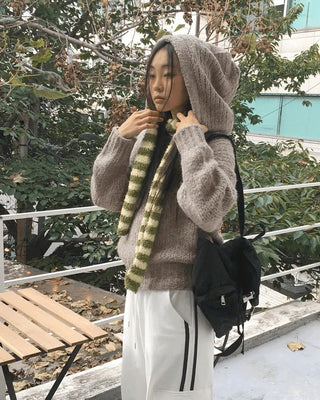 Sobel Cozy Alpaca Loose-fit Hooded Knitwear