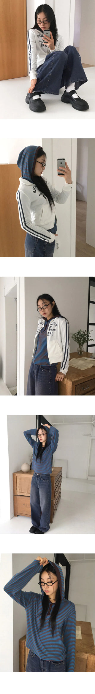 Laiter Track Lettering Two Way Semi Crop Zip Up