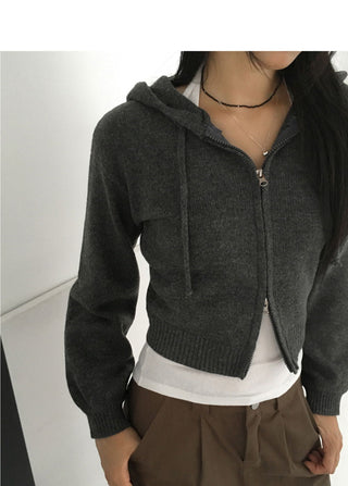 Ronky Two Way Crop Hood Knitwear Zip-up