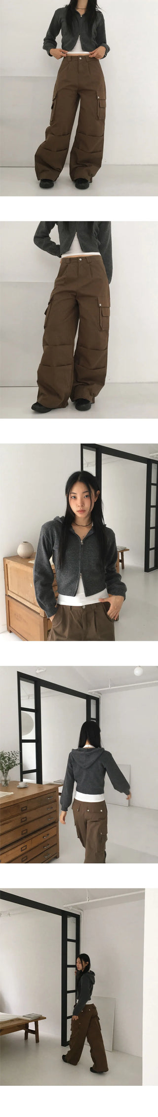 Ronky Two Way Crop Hood Knitwear Zip-up