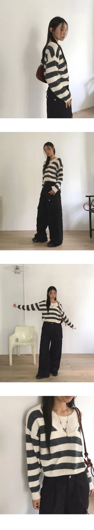 Yankee Stripe Deep U-Neck Layered Knitwear