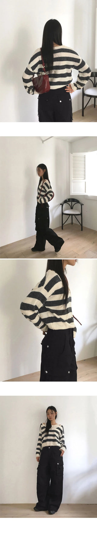 Yankee Stripe Deep U-Neck Layered Knitwear