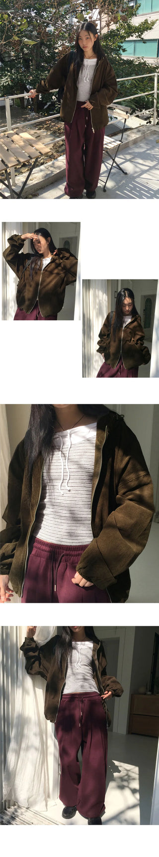 Lasso Stripe Strap Layered Outer Fleece-lined Color Block Off-Shoulder T-Shirt