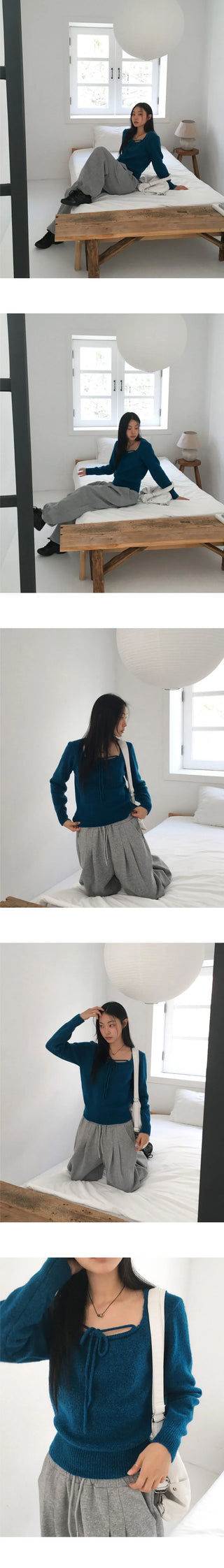 Hoyan Ribbon Halter Bolero Square Neck Knitwear