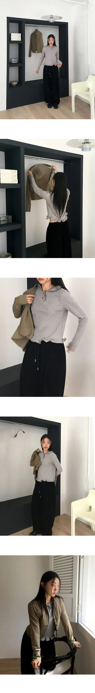 Femo Vintage High Neck Collar Button Cotton Jacket
